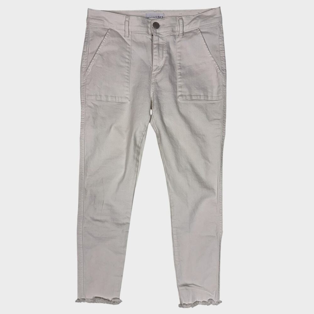 Made and Loved LOFT 27 4 White Skinny Crop Jeans Frayed Hems